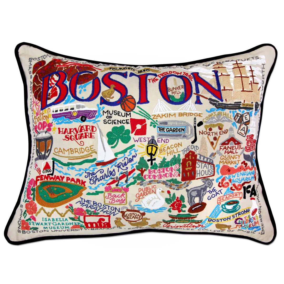 Boston Hand-Embroidered Pillow