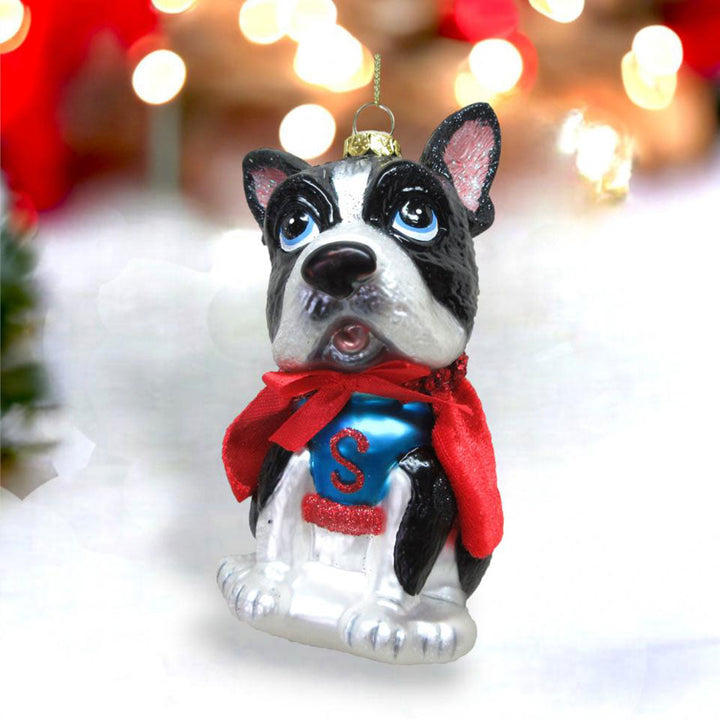 Boston Terrier in Superhero Costume Ornament Min/6 by December Diamonds 