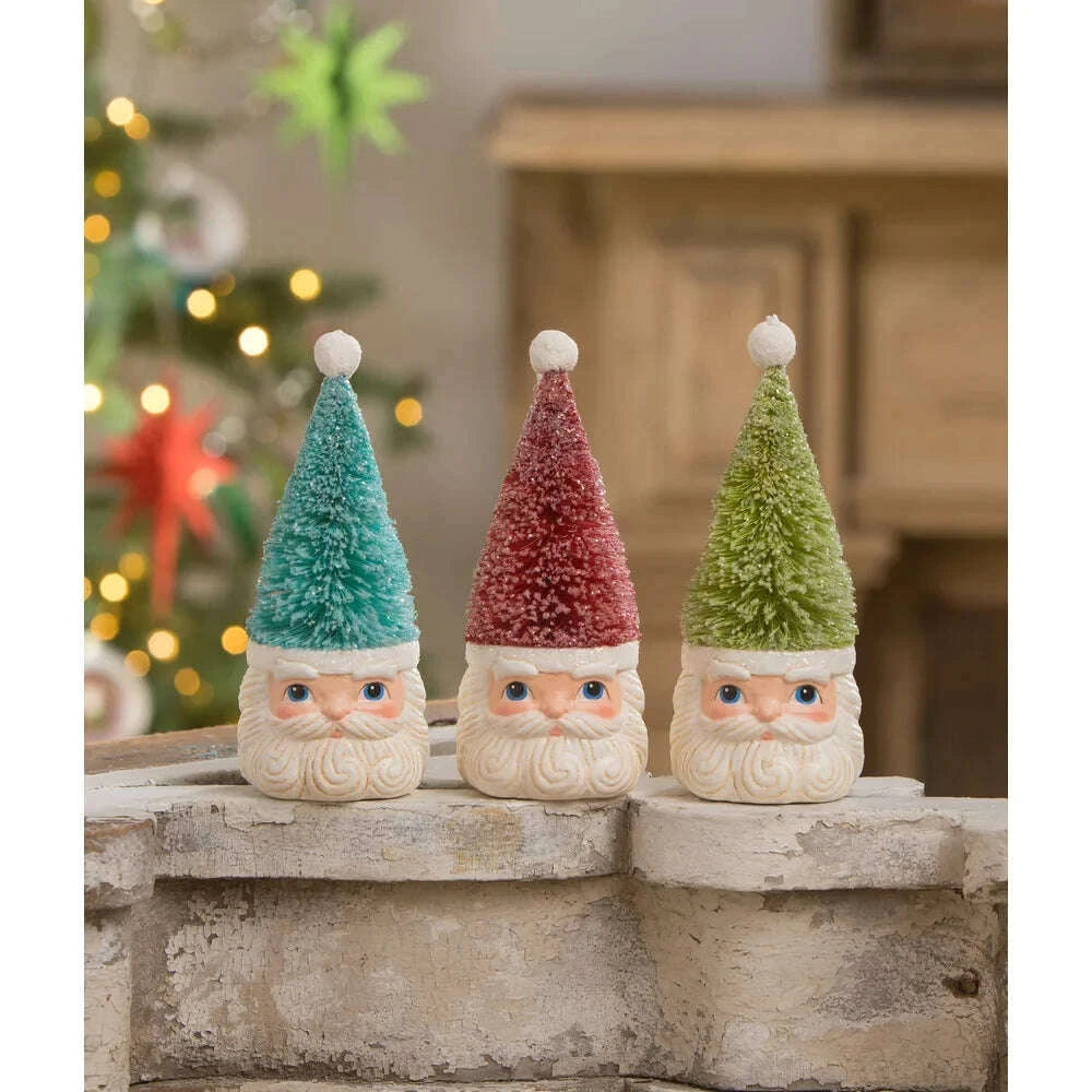 Bottle Brush Santa Green Ornament by Bethany Lowe - Quirks!