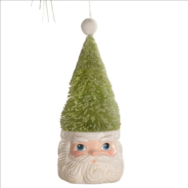 Bottle Brush Santa Green Ornament by Bethany Lowe - Quirks!