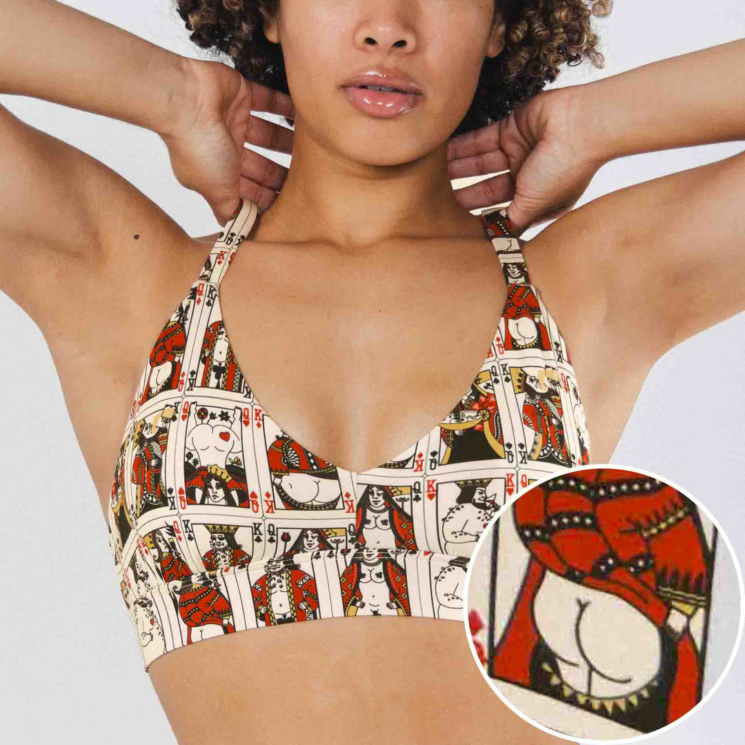 The Bottomless Blackjack | Vintage Playing Cards Boob Hammock™ Busty Bralette
