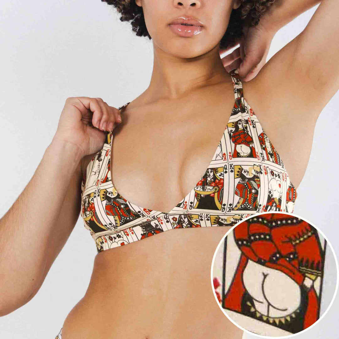 The Bottomless Blackjack | Vintage Playing Cards Boob Hammock™ Triangle Bralette