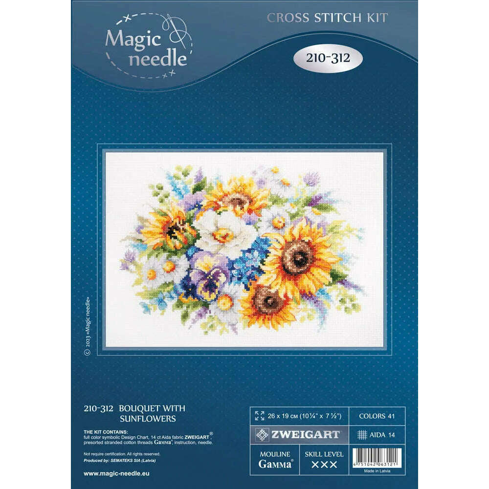 Bouquet with Sunflowers 210-312 Counted Cross-Stitch Kit