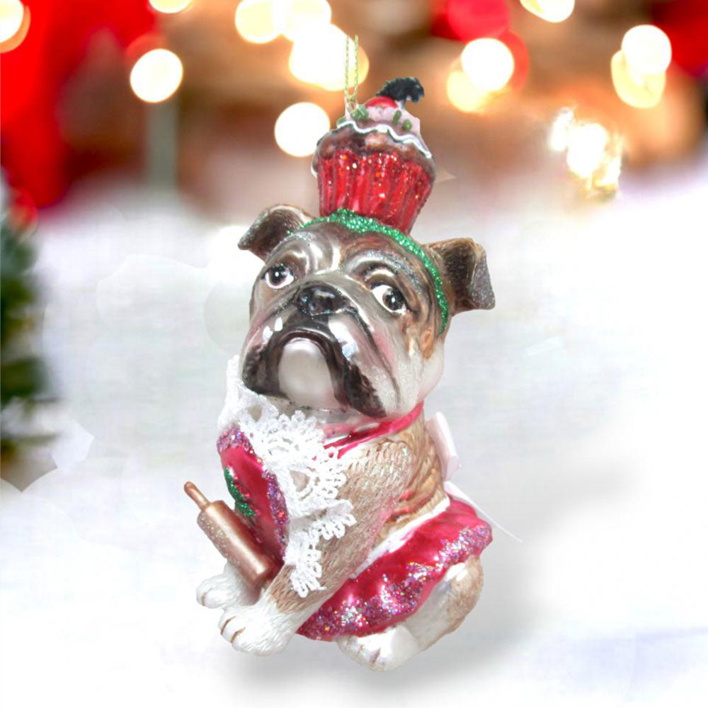 Boxer w/Cupcake Ornament by December Diamonds 