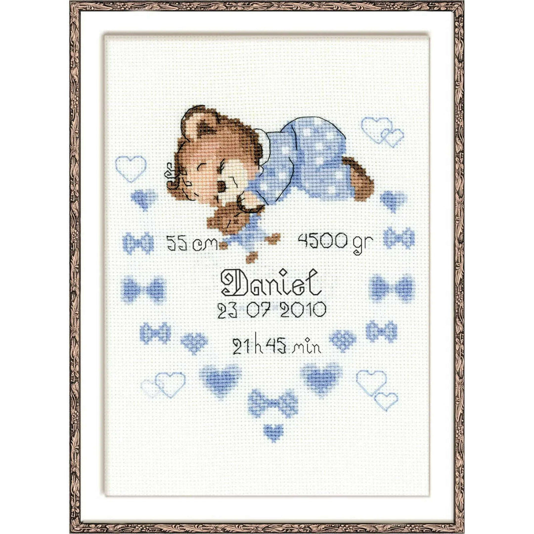 Boys Birth Announcement R1124 Counted Cross Stitch Kit