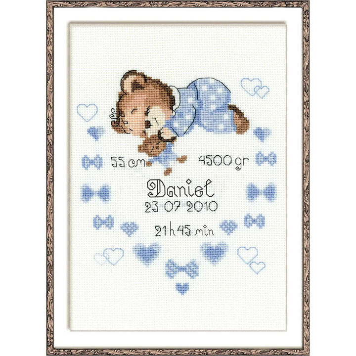 Boys Birth Announcement R1124 Counted Cross Stitch Kit