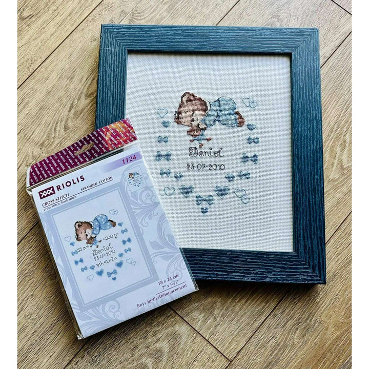 Boys Birth Announcement R1124 Counted Cross Stitch Kit