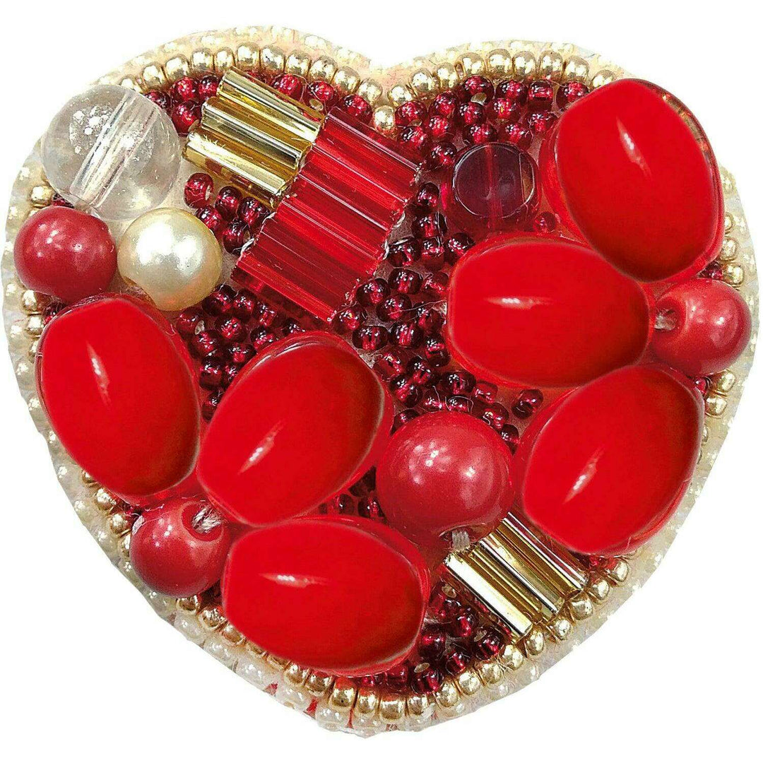 BP-200C Beadwork kit for creating brooch Crystal Art "Heart"