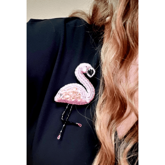 BP-216C Beadwork kit for creating brooch Crystal Art "Flamingo"