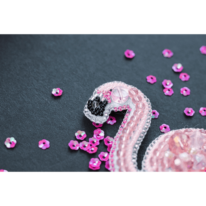 BP-216C Beadwork kit for creating brooch Crystal Art "Flamingo"