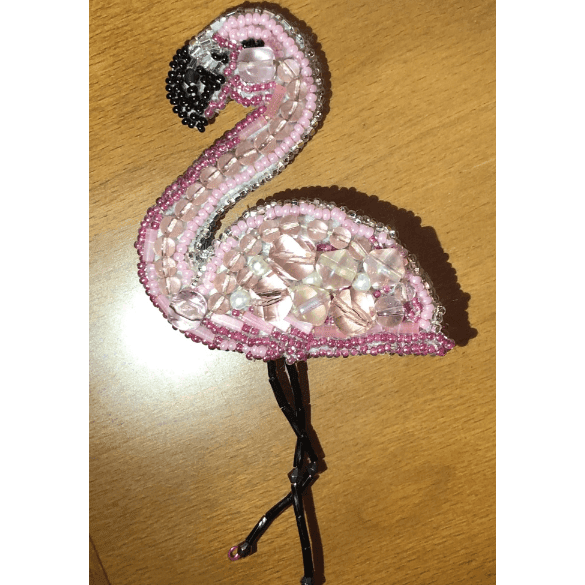 BP-216C Beadwork kit for creating brooch Crystal Art "Flamingo"
