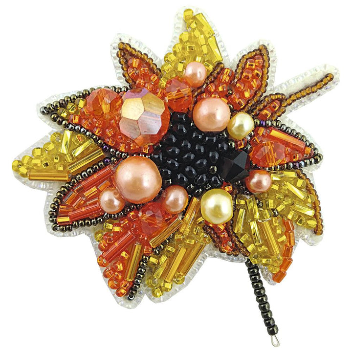 BP-228C Beadwork kit for creating brooch Crystal Art "Sunflower"