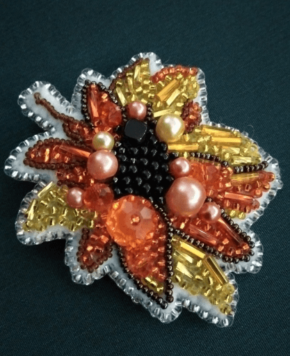 BP-228C Beadwork kit for creating brooch Crystal Art "Sunflower"