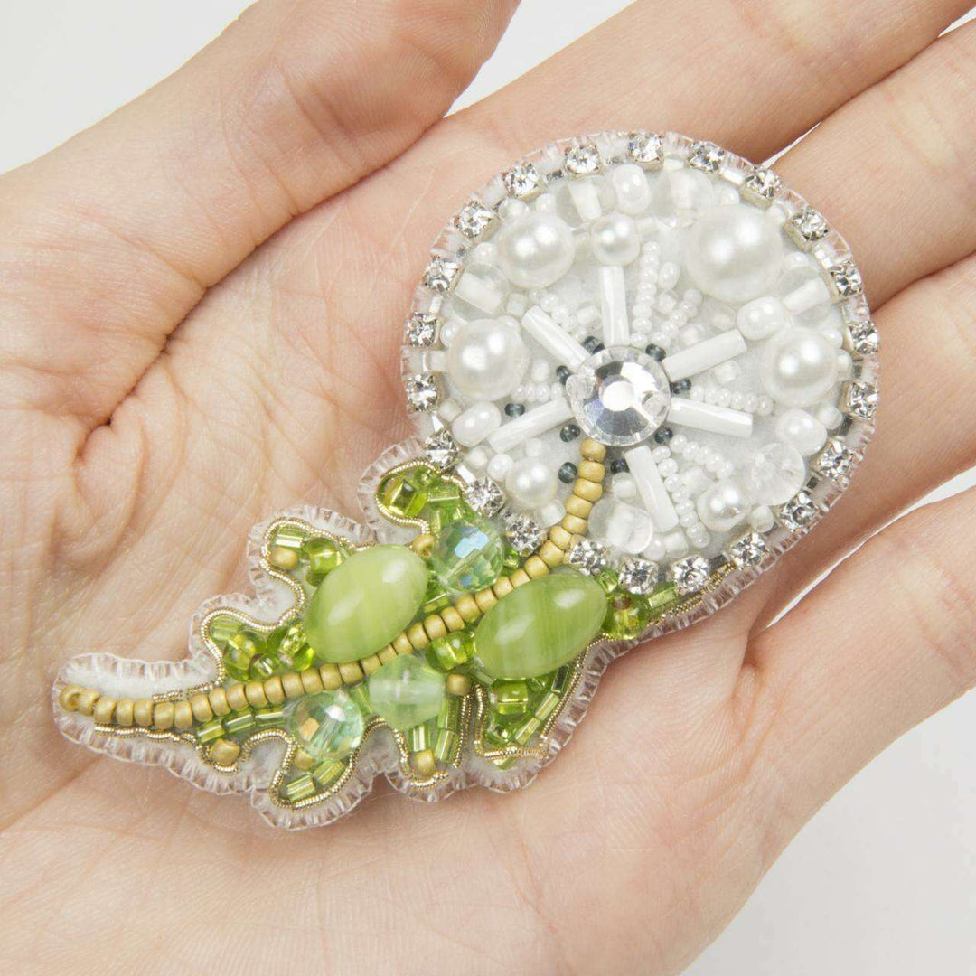 BP-258C Beadwork kit for creating brooch Crystal Art "Dandelion"