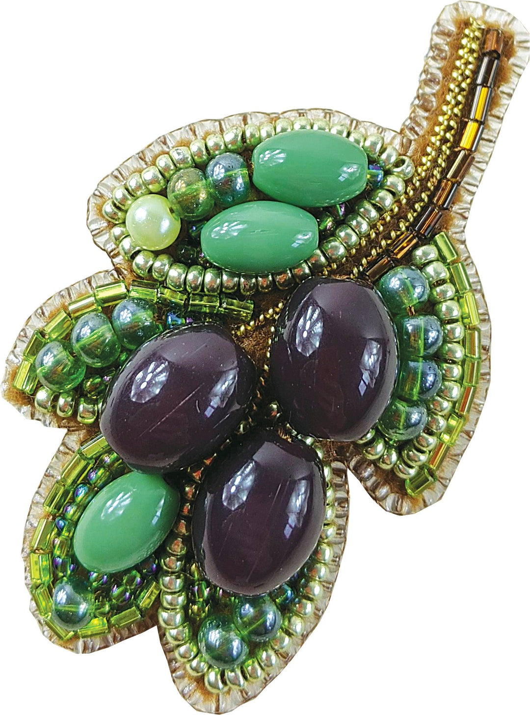 BP-263C Beadwork kit for creating brooch Crystal Art "Olives"