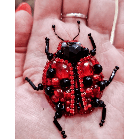 BP-318C Beadwork kit for creating brooch Crystal Art "Ladybug"