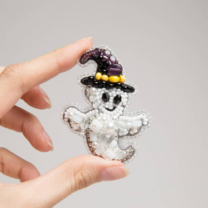 BP-333C Beadwork kit for creating brooch Crystal Art "Ghost"
