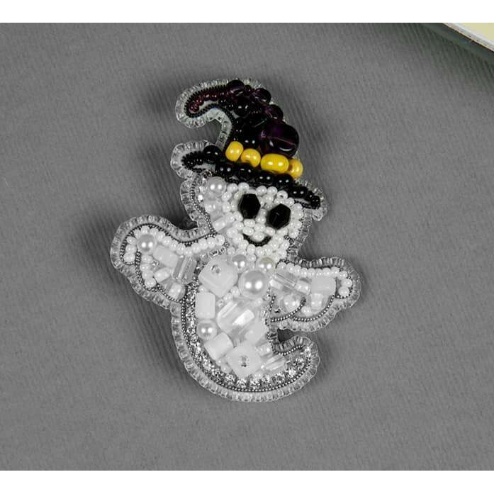 BP-333C Beadwork kit for creating brooch Crystal Art "Ghost"