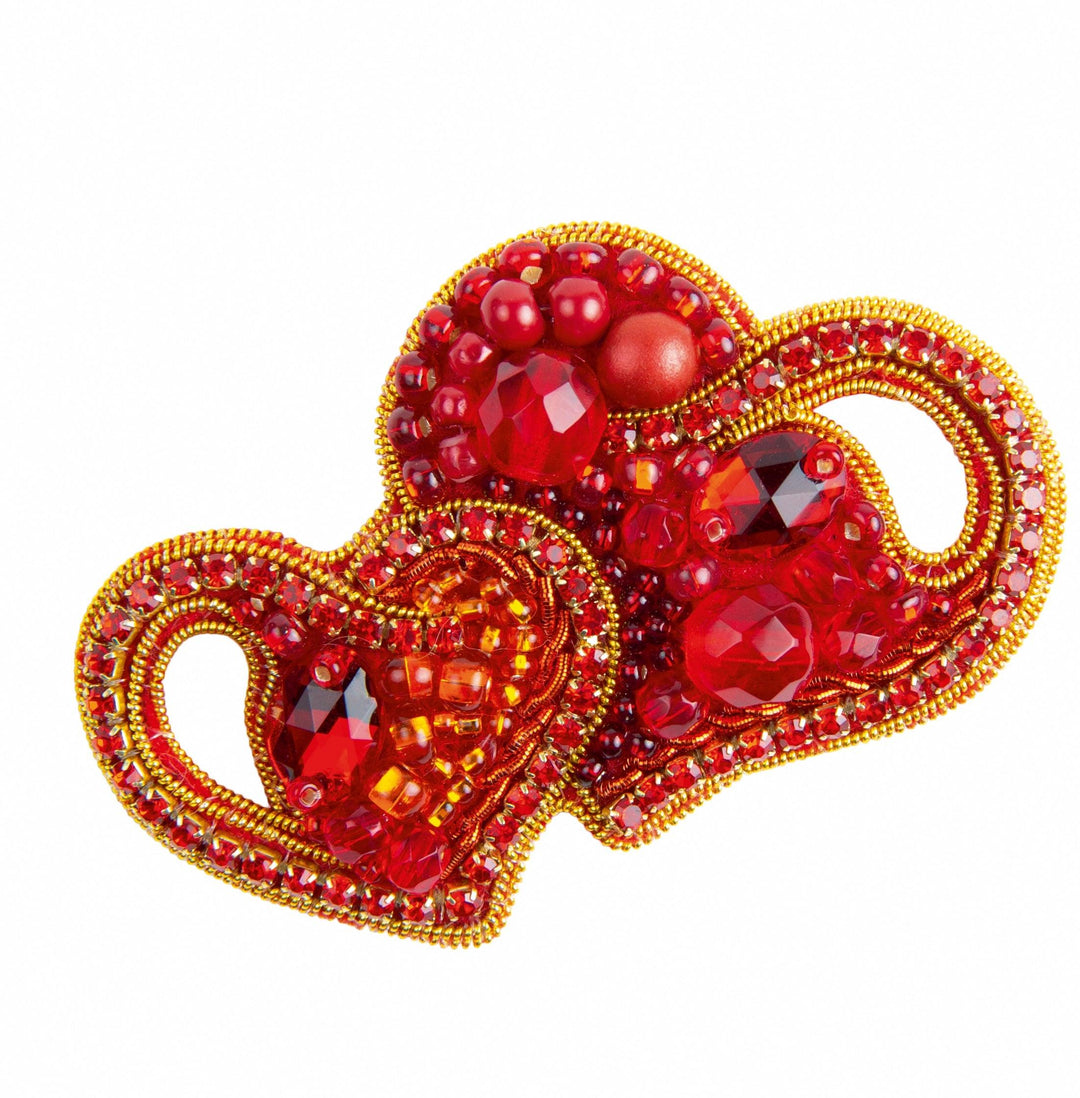 BP-342C Beadwork kit for creating brooch Crystal Art "Hearts"