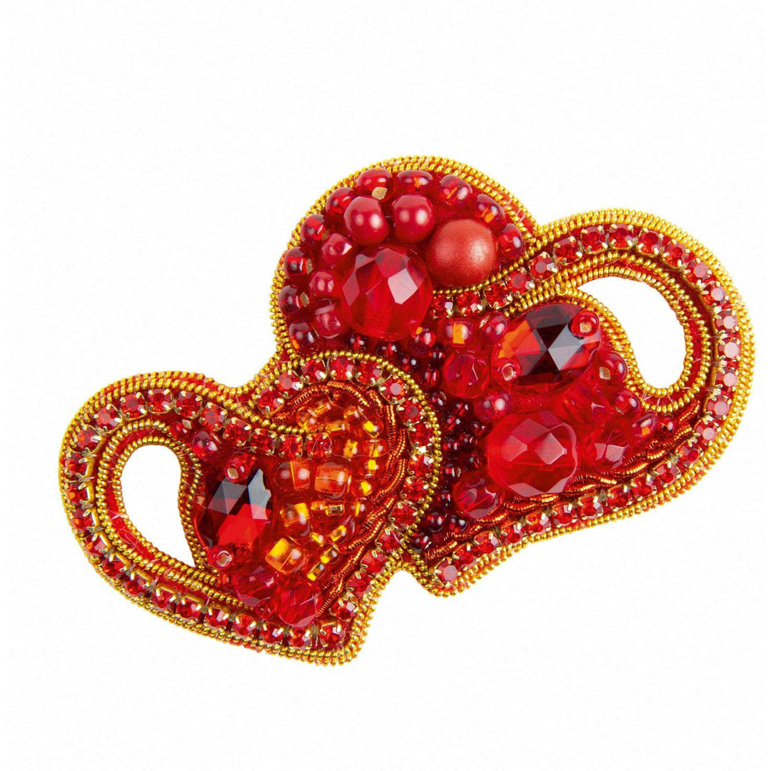 BP-342C Beadwork kit for creating brooch Crystal Art "Hearts"