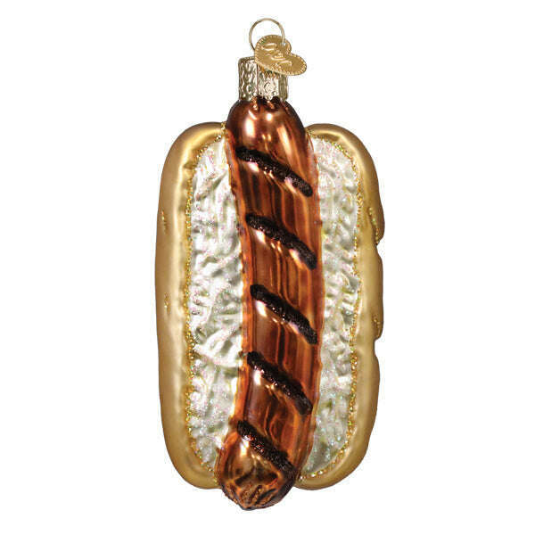 Old World Christmas Bratwurst Sandwich Blown Glass Ornament