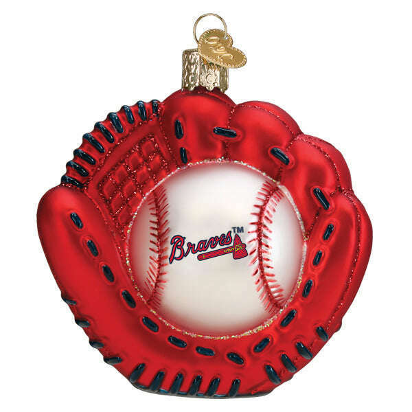 Old World Christmas Braves Baseball Mitt Blown Glass Ornament