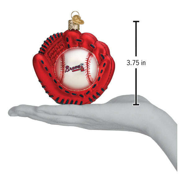 Old World Christmas Braves Baseball Mitt Blown Glass Ornament