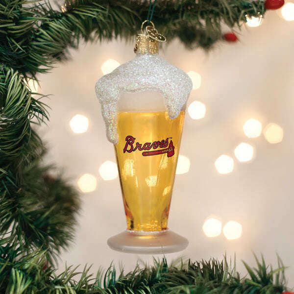 Old World Christmas Braves Glass of Beer Blown Glass Ornament