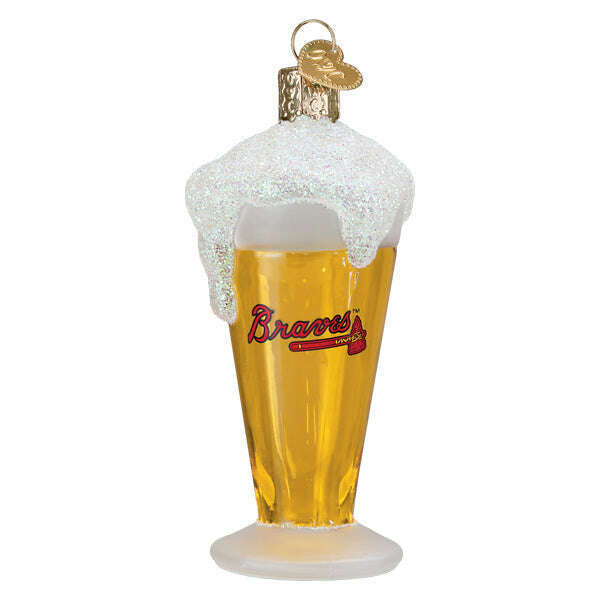 Old World Christmas Braves Glass of Beer Blown Glass Ornament