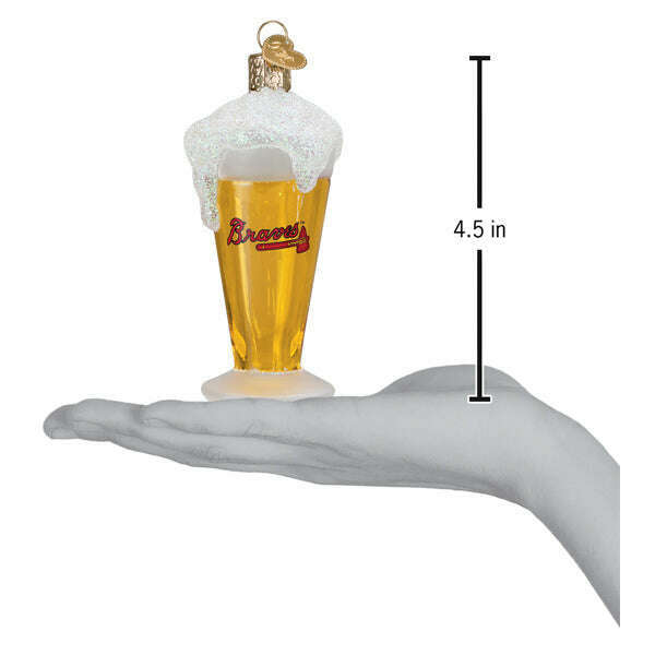 Old World Christmas Braves Glass of Beer Blown Glass Ornament