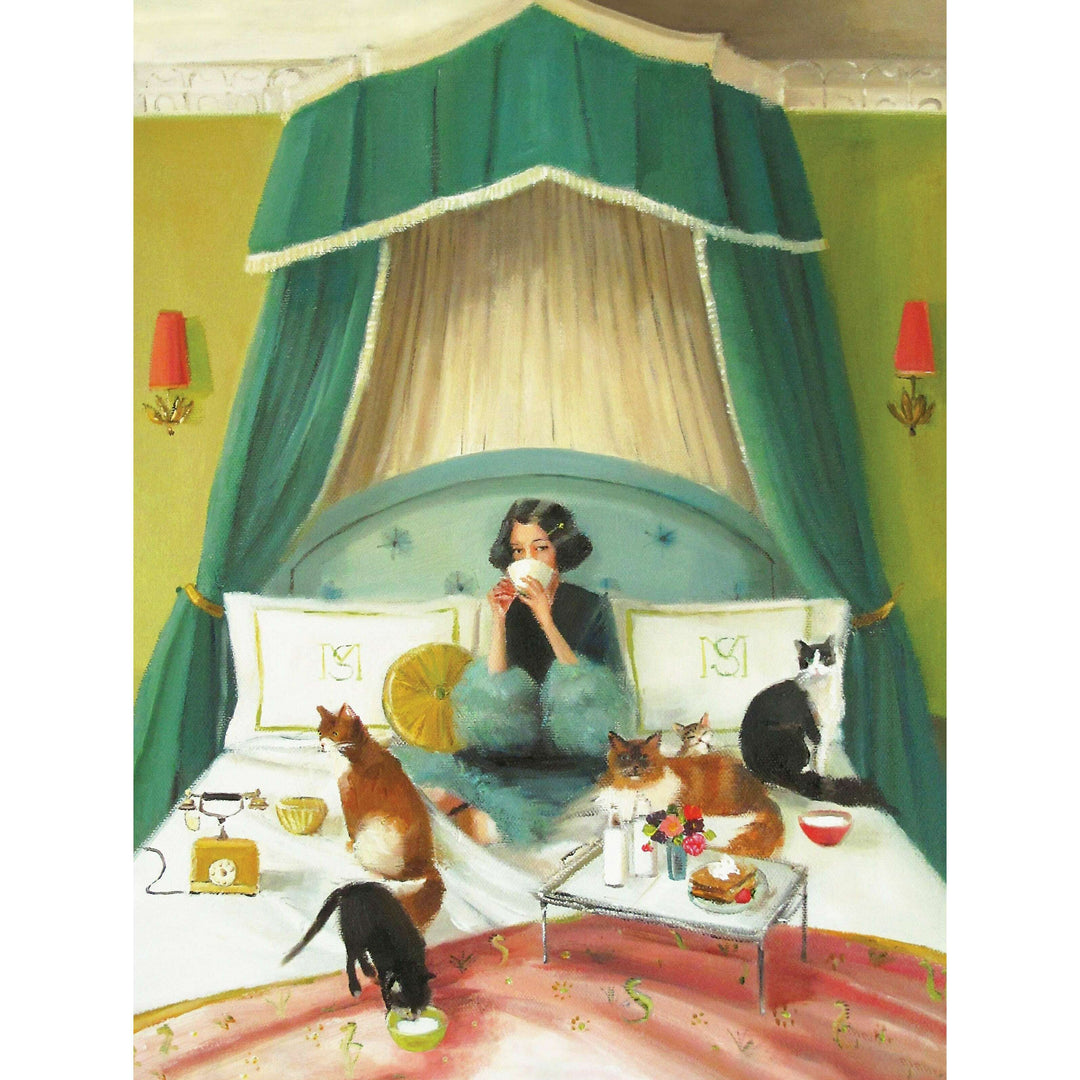 Breakfast in Bed Puzzle Featuring Artwork of Janet Hill