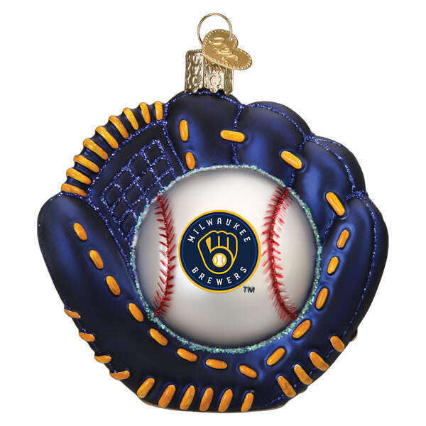 Old World Christmas Brewers Baseball Mitt Blown Glass Ornament