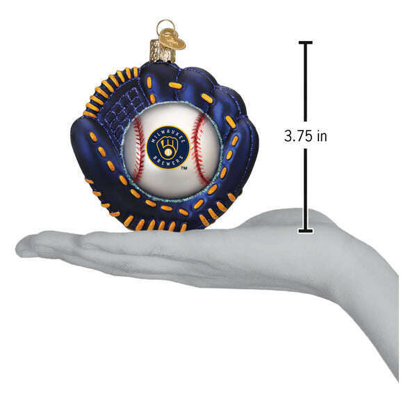 Old World Christmas Brewers Baseball Mitt Blown Glass Ornament