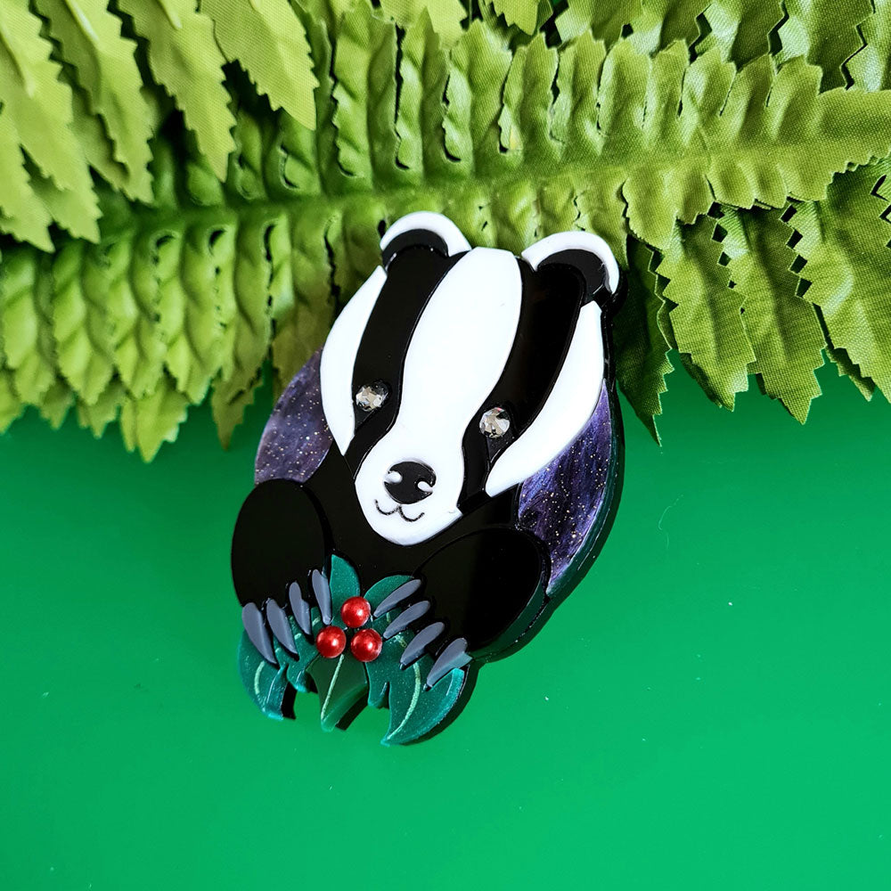 Brian The Badger Brooch by Cherryloco Jewellery 4