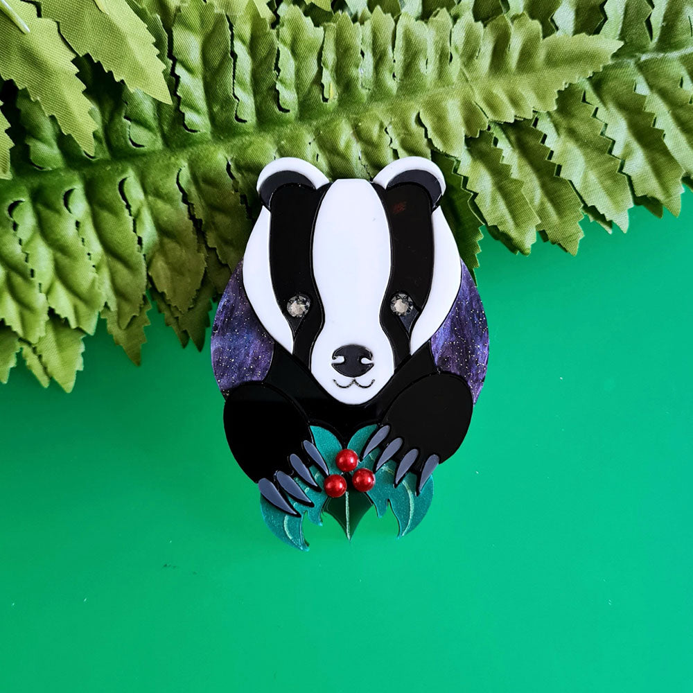 Brian The Badger Brooch by Cherryloco Jewellery 2