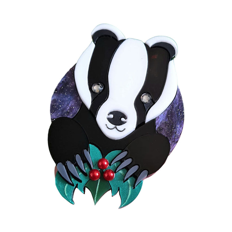 Brian The Badger Brooch by Cherryloco Jewellery 1