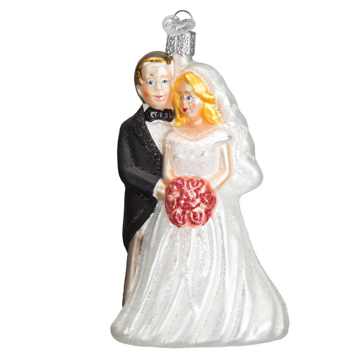 Old World Christmas Bridal Couple Blown Glass Ornament