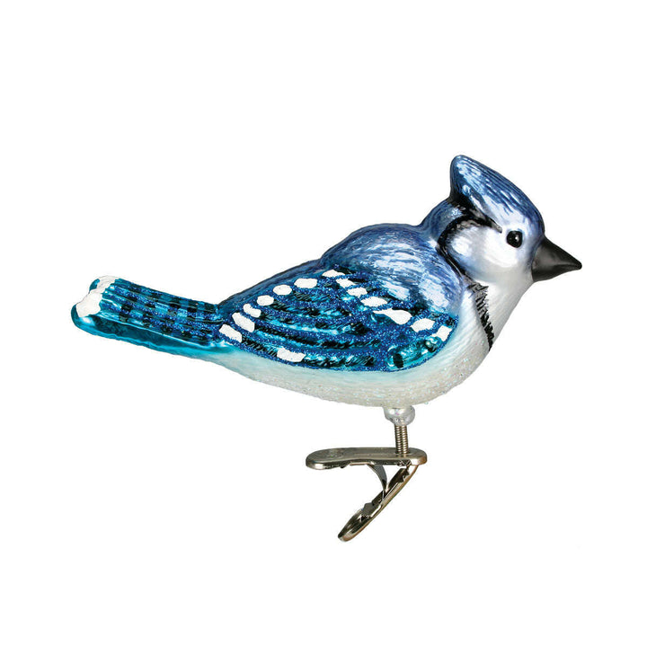 Old World Christmas Bright Blue Jay Blown Glass Ornament
