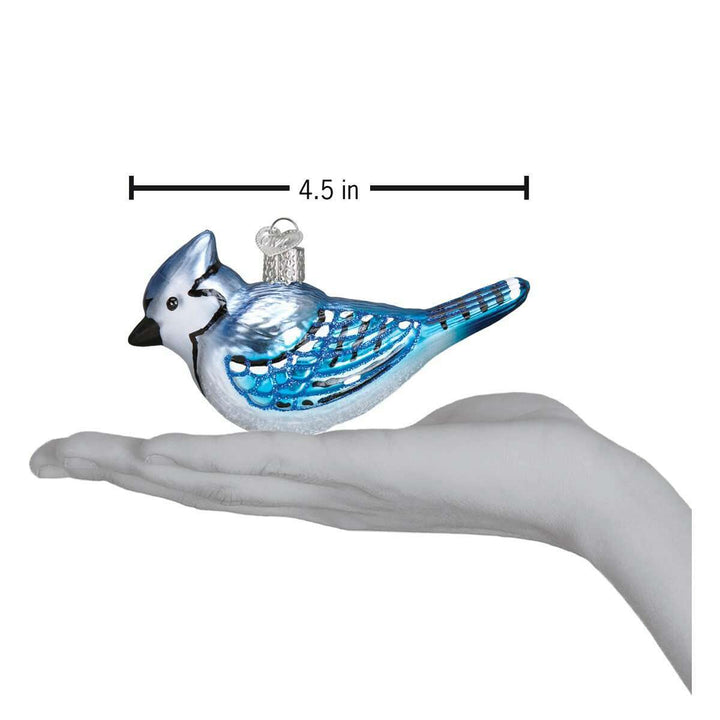 Old World Christmas Bright Blue Jay Blown Glass Ornament