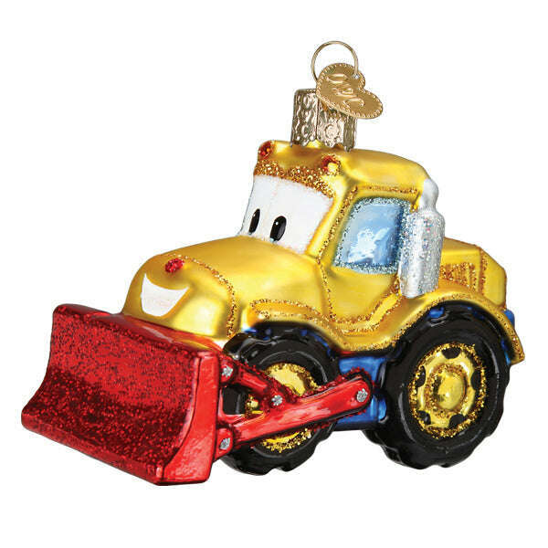 Old World Christmas Bright-Eyed Bulldozer Blown Glass Ornament