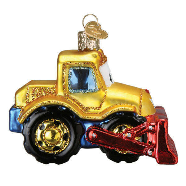 Old World Christmas Bright-Eyed Bulldozer Blown Glass Ornament