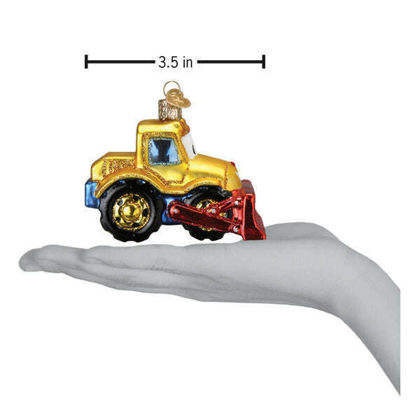 Old World Christmas Bright-Eyed Bulldozer Blown Glass Ornament