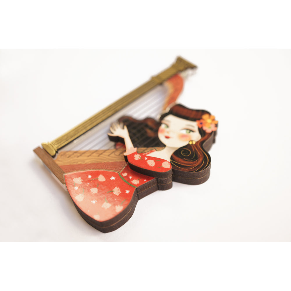 Girl playing the harp Brooch by Laliblue 2