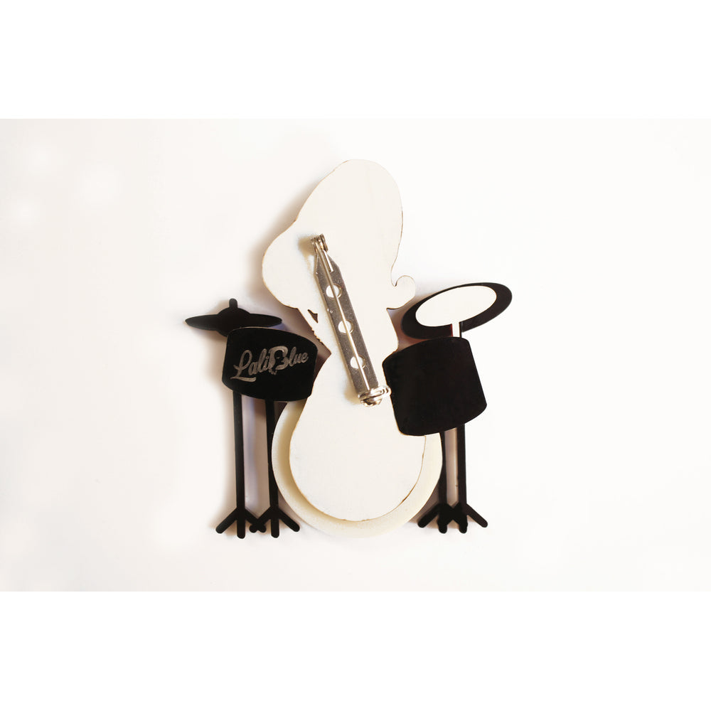 Girl playing drums brooch by Laliblue 2