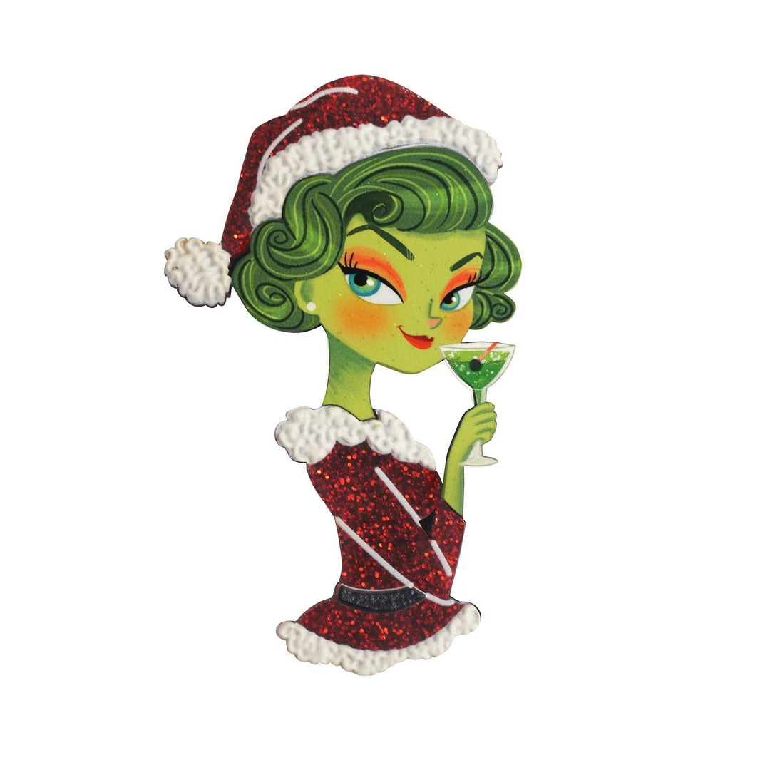 Grinchy Girl Christmas Brooch by Laliblue