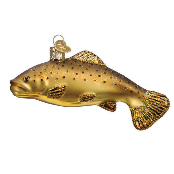 Old World Christmas Brown Trout Blown Glass Ornament