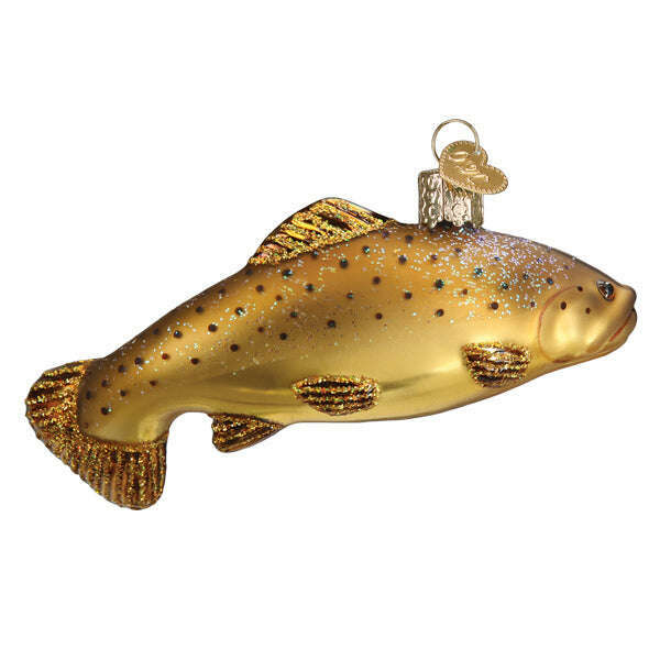 Old World Christmas Brown Trout Blown Glass Ornament