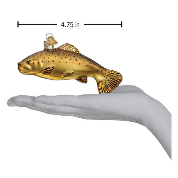 Old World Christmas Brown Trout Blown Glass Ornament