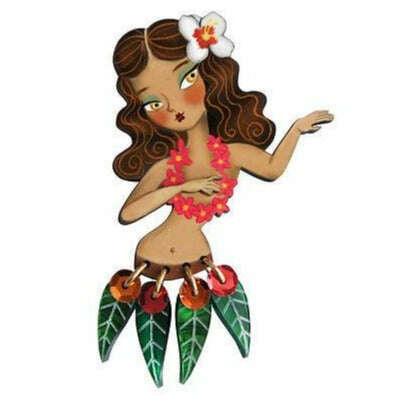 Brunette Hula Girl Brooch by Laliblue - Quirks!