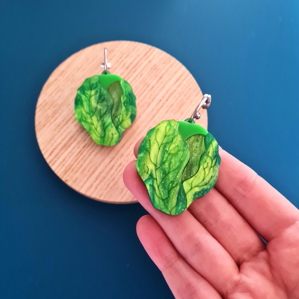 Brussels Sprout Statement Dangle Earrings by Cherryloco Jewellery 1